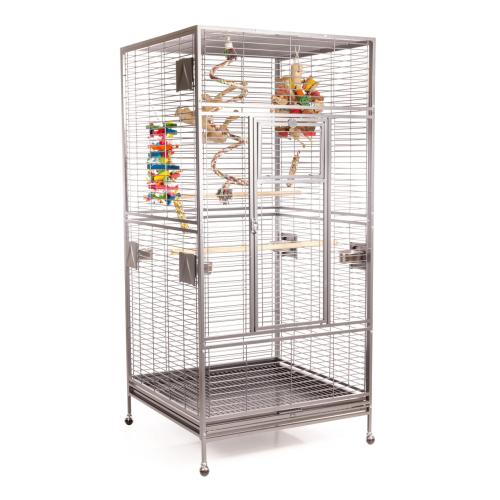 Klec pro papoušky Montana Arkansas Nova I Platinum světlá – velká klec pro střední a velké papoušky 101,5 × 101,5 × 220 cm  od ParrotPlanet.cz