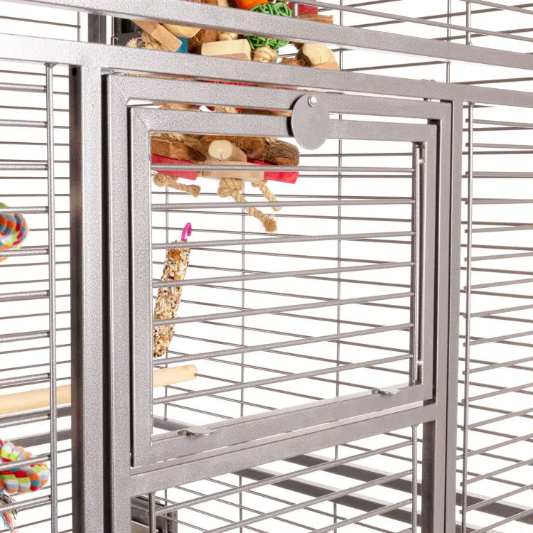 Klec pro papoušky Montana Arkansas Nova I Platinum světlá – velká klec pro střední a velké papoušky 101,5 × 101,5 × 220 cm  od ParrotPlanet.cz