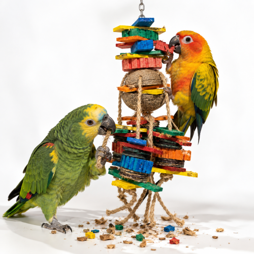 Coco Rocco XL – Barevná Hračka pro Papoušky s Kokosem od ParrotPlanet.cz