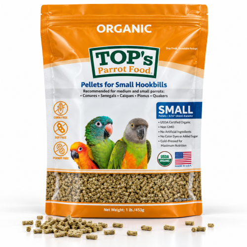 TOP’s Small Hookbills – BIO granule pro korely a malé papoušky, 453 g ParrotPlanet.cz