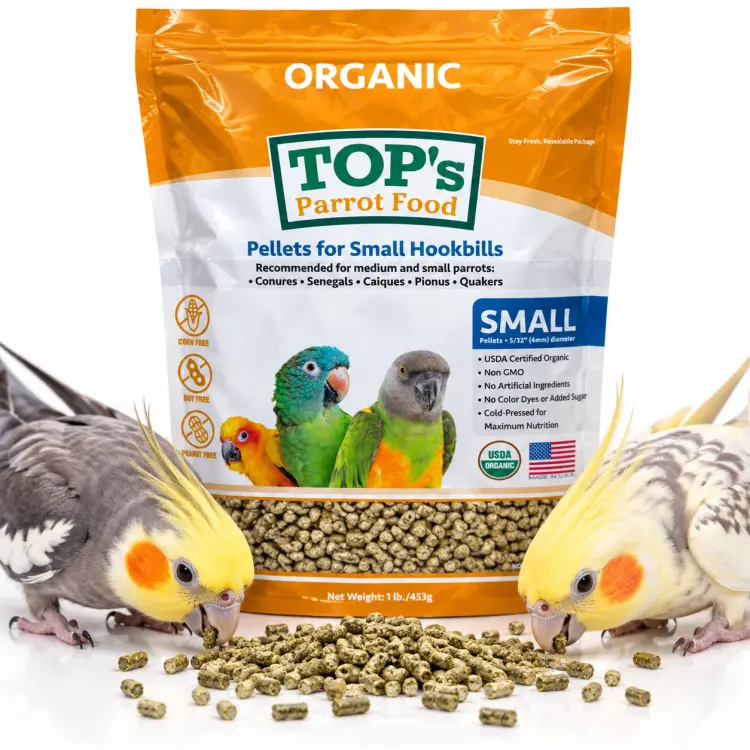 TOP’s Small Hookbills – BIO granule pro korely a malé papoušky, 453 g ParrotPlanet.cz