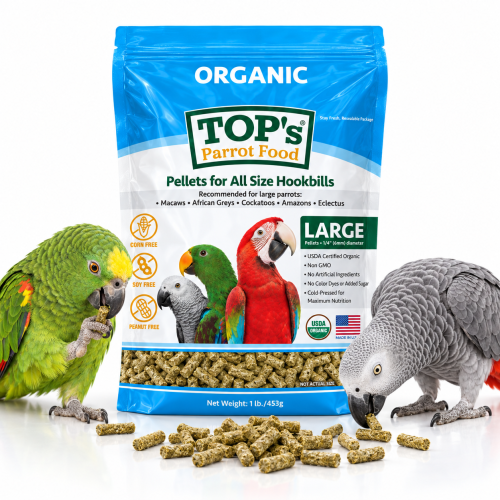 TOP’s Parrot Pellets – BIO granule pro papoušky všech velikostí, 453 g od ParrotPlanet.cz