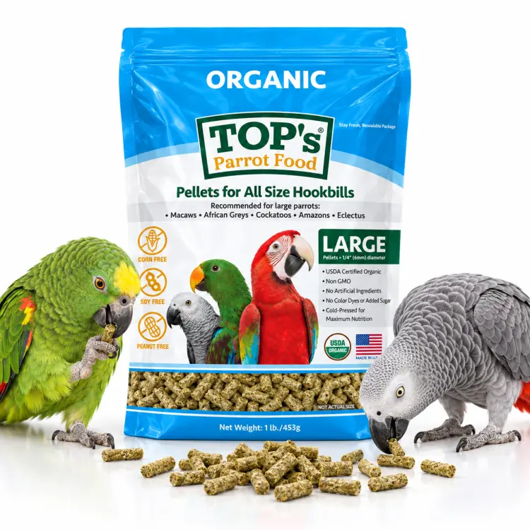 TOP’s Parrot Pellets – BIO granule pro papoušky všech velikostí, 453 g od ParrotPlanet.cz