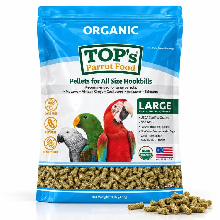 TOP’s Parrot Pellets – BIO granule pro papoušky všech velikostí, 453 g od ParrotPlanet.cz