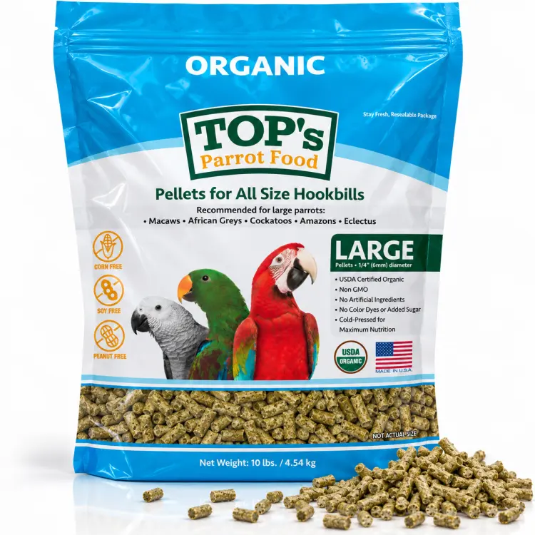 TOP’s Parrot Pellets – organické granule pro střední a velké papoušky 4,54 kg ParrotPlanet.cz
