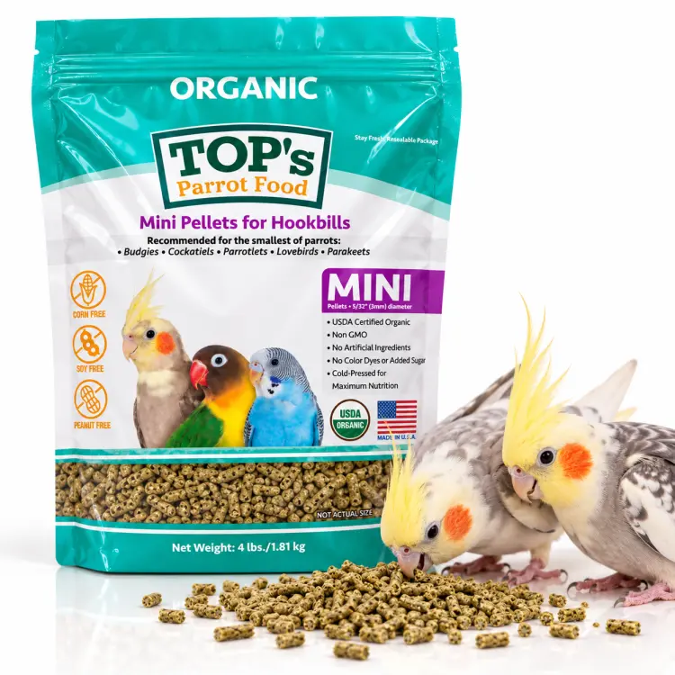 TOP'S Organic Parrot Food Mini – bio granule pro korely a malé papoušky, 1,81 kg od ParrotPalnet.cz