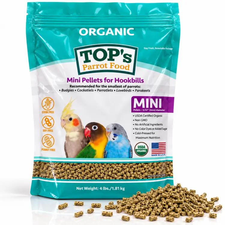 TOP'S Organic Parrot Food Mini – bio granule pro korely a malé papoušky, 1,81 kg od ParrotPalnet.cz