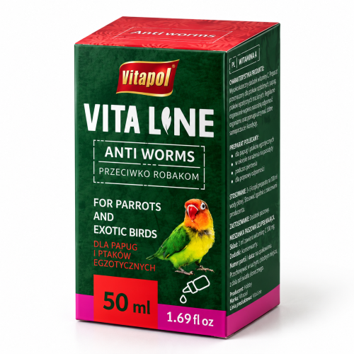 Vitapol Vitaline Proti červům pro papoušky a exotické ptáky 50 ml – doplňkové krmivo od ParrotPlanet.cz