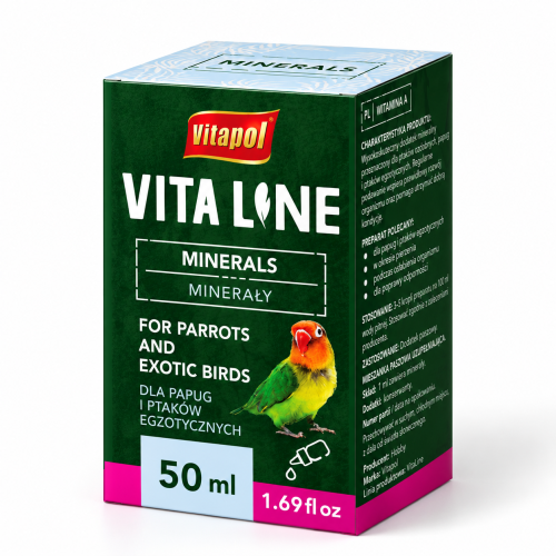 Vitapol Vitaline Minerály – tekutý minerální doplněk pro papoušky a exotické ptáky 50 ml 50 ml ParrotPlanet.cz