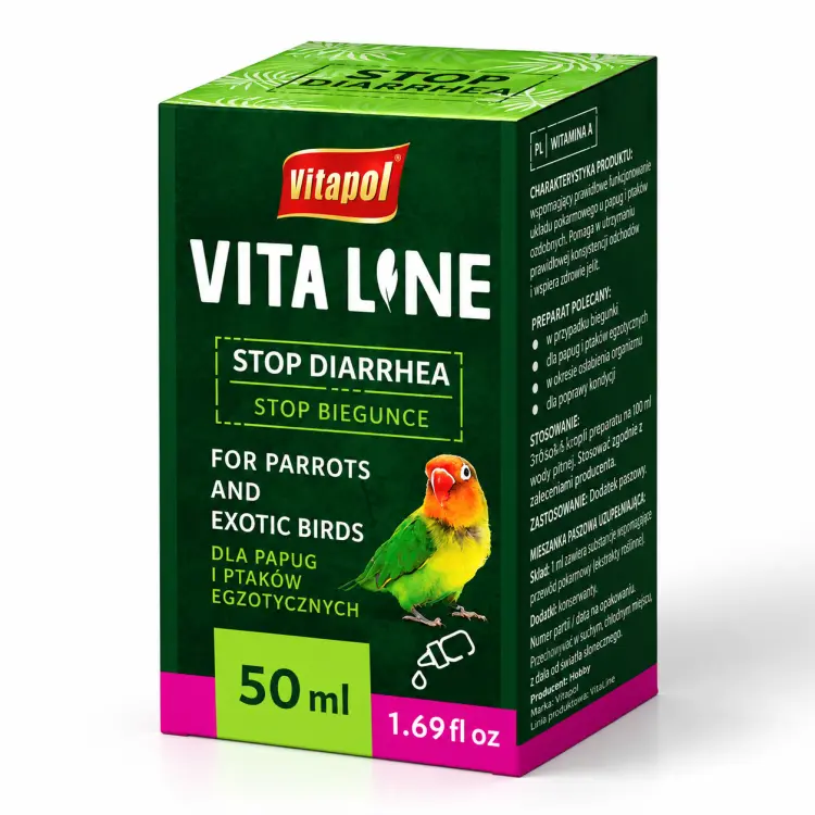 Vitapol Vitaline Stop Průjmu pro papoušky a exotické ptáky 50 ml – přípravek na podporu trávení  od ParrotPlanet.cz