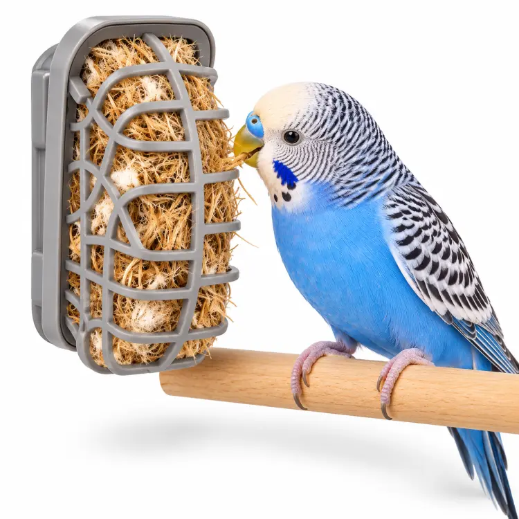 Zásobník na hnízdní materiál pro ptáky – krmítko s přírodními jutovými vlákny ParrotPlanet.cz