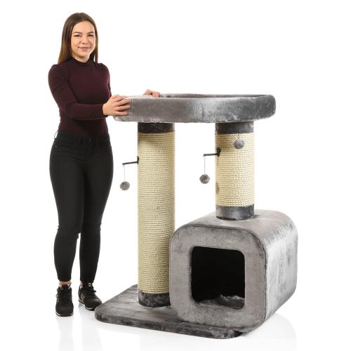 Škrabadlo pro kočky Canadian Cat MILTON kočičí strom - šedo-béžové XXL - pro velké kočky od ParrotPlanet.cz