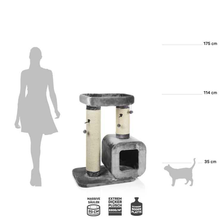 Škrabadlo pro kočky Canadian Cat MILTON kočičí strom - šedo-béžové XXL - pro velké kočky od ParrotPlanet.cz