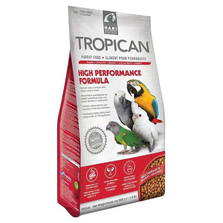 Hagen Hari Tropican Parrot High Performance Granules – Přechodné nebo každodenní krmivo v dietě se zvýšenými nutričními požadavky (mladí ptáci, ptáci v období pelichání) – 820 g od ParrotPlanet.cz