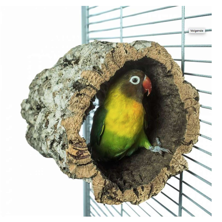 Přírodní bidélko nebo jeskyně z kůry korkového dubu, velikost S – pro střední a malé papoušky od ParrotPlanet.cz