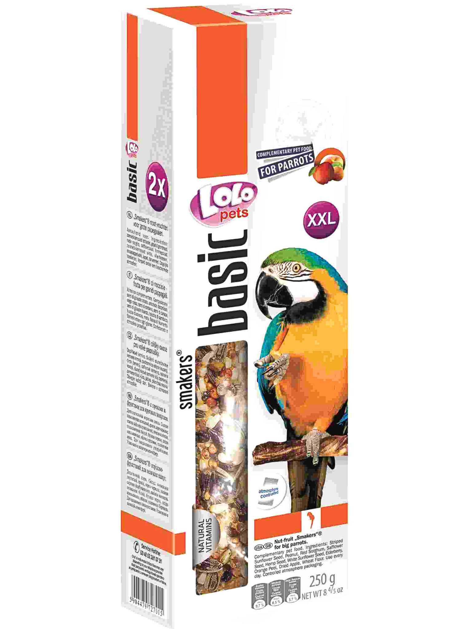 LoLo Pets BASIC – OŘECHOVO-OVOCNÉ SMAKERS PRO VELKÉ PAPOUŠKY 250 g od ParrotPlanet.cz