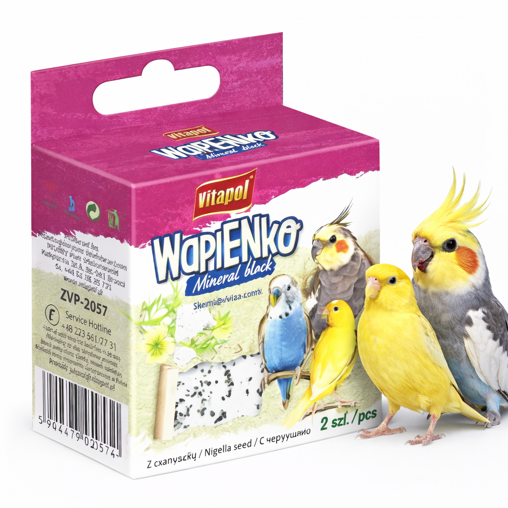 Vitapol Vápenný – Vápenný kostka s černuchou pro ptáky 35 g od parrotplanet.cz