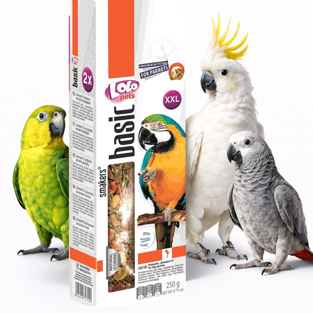 LoLo Pets BASIC- Smakers z pistacjami - Kolby dla dużych papug  250 g od ParrotPlanet.pl